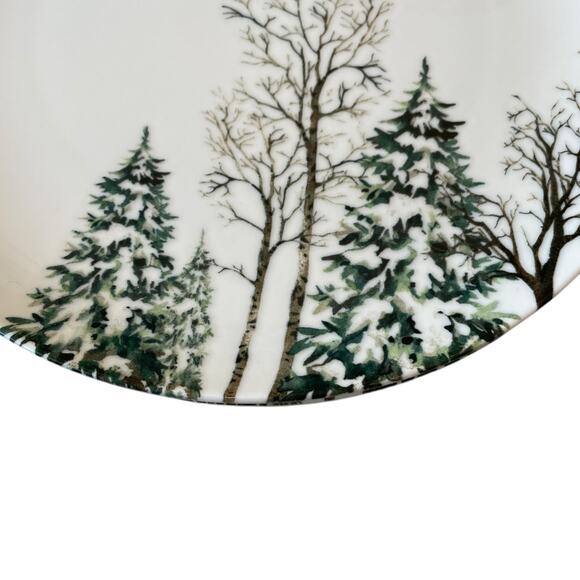 Intesa Home Christmas Pine Tree Dinner Plates 10.5in Green White Set of 2 NEW - Picture 3 of 10